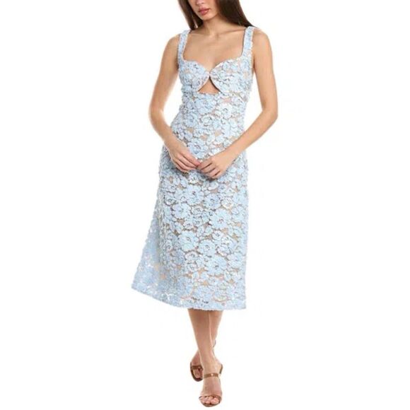 MICHAEL KORS COLLECTION Floral Lace Sleeveless Midi Dress Cloud, Size 8 - Picture 1 of 16